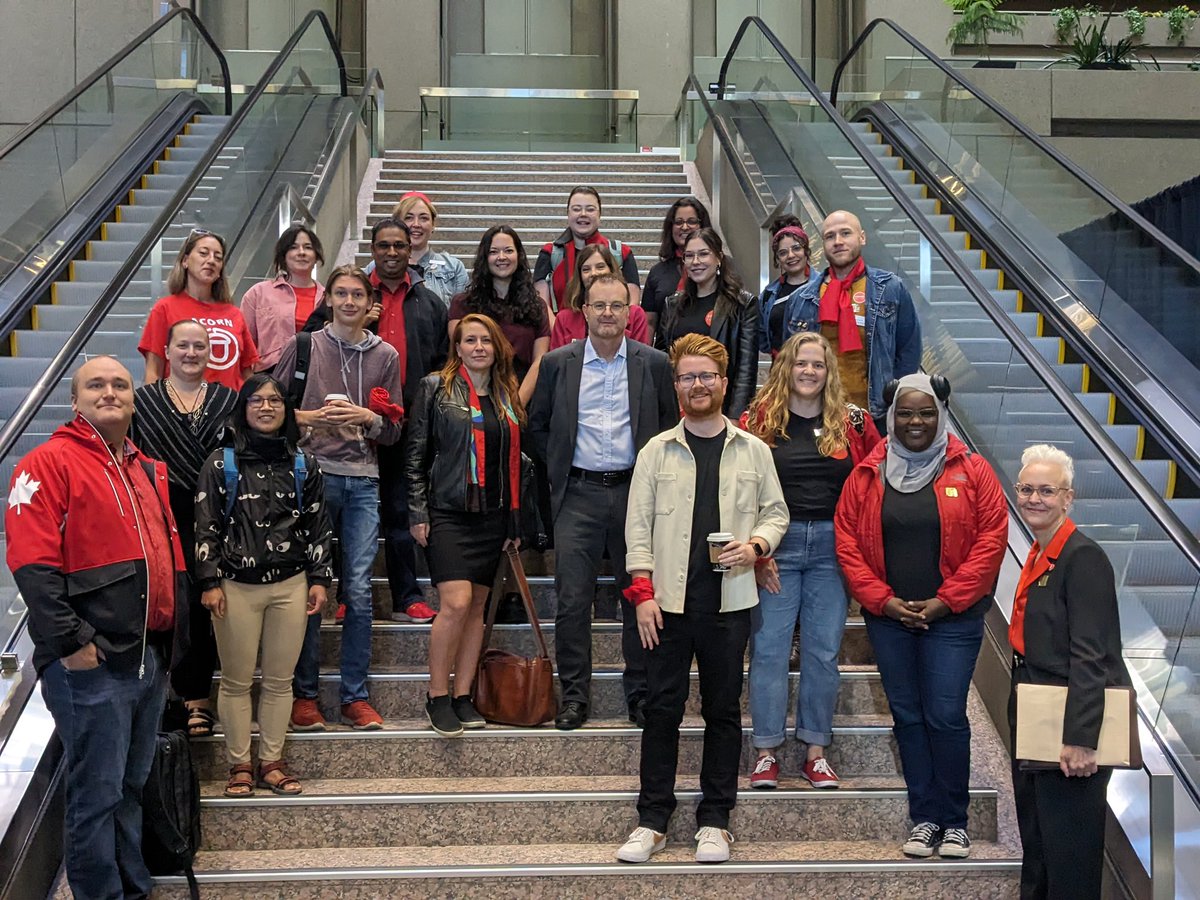 Together, we wear red in support of a more affordable #Calgary. Together, we stand in front of City Hall because we need action now. Watch our presentation to #yyccc online: calgary.ca/council/counci… #yychousing