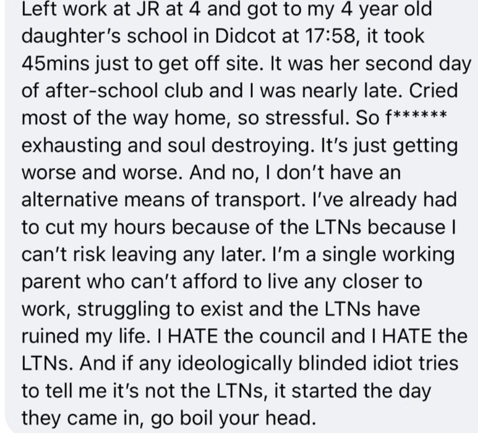 With so much going on in the world this week I’ve been reluctant to highlight Oxford’s traffic trials & tribulations, but this post really highlights the painful reality. Those involved directly & those not speaking out against should be ashamed!