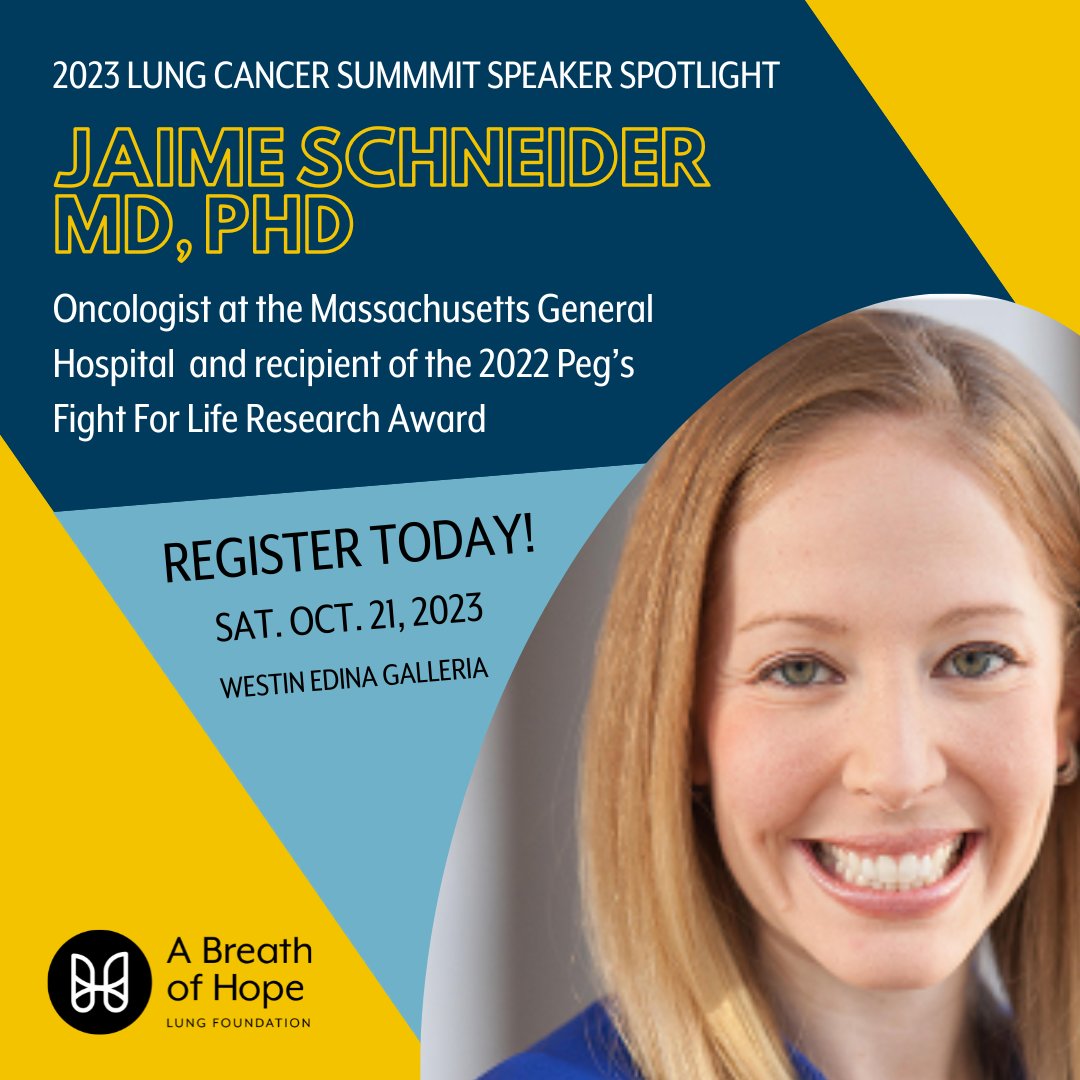 We are honored to have @drjaimelaurel of Harvard Medical School as our morning keynote speaker at this year’s Midwest Lung Cancer Summit. Dr. Schneider was the recipient of the 2022 Peg’s Fight For Life Research Award. Register today! #lungcancer #lungcancerawareness