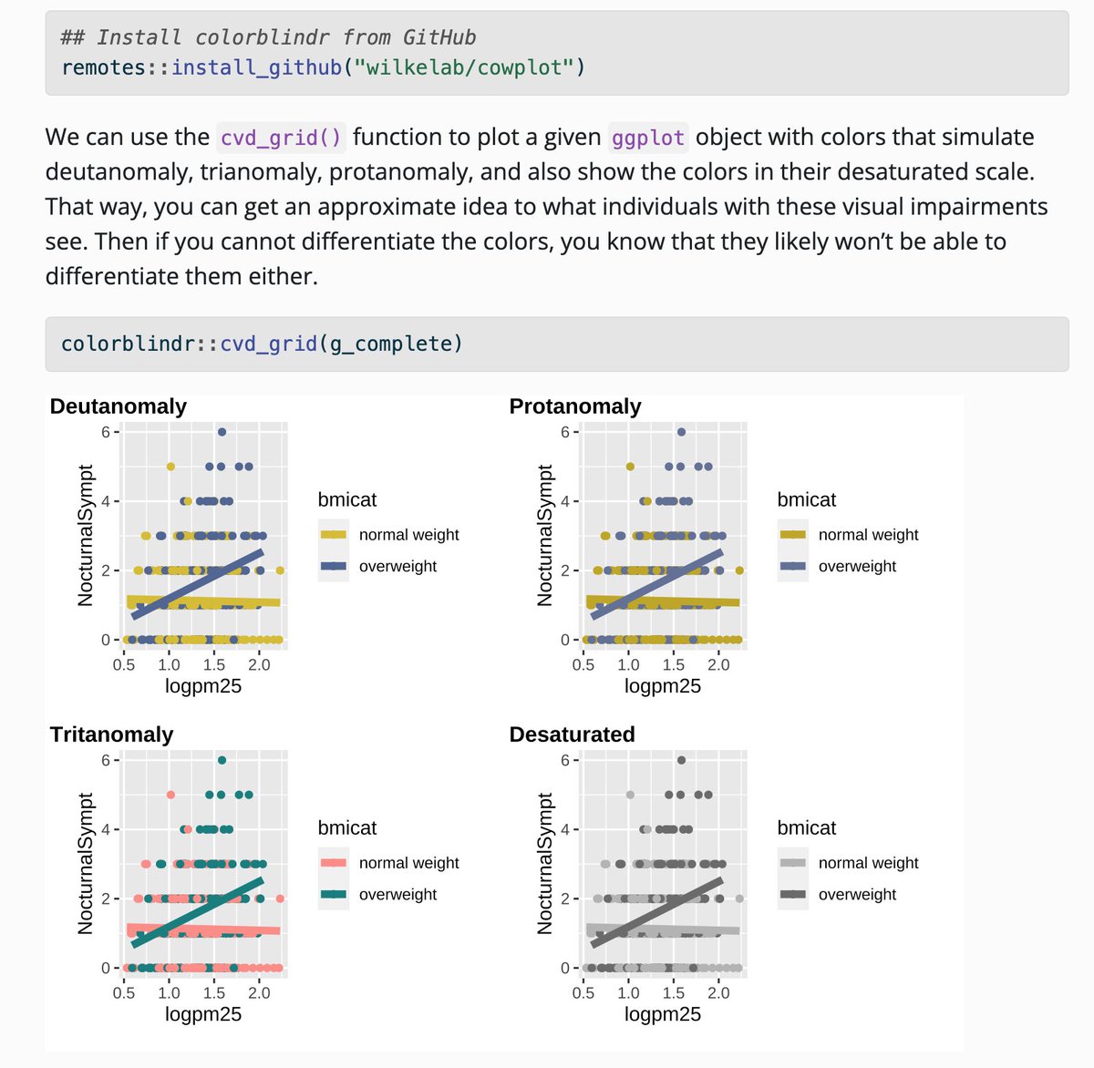 lcolladotor's tweet photo. I had fun teaching about #ggplot2 today @jhubiostat #RStats https://t.co/QhfKOZwoBQ
We went over how to make plots w/
@BBC's style #bbplot
#Barbenheimer & #ThemePark::theme_barbie()
#plotly::ggplotly() interactive graphics
#colorblindr::cvd_grid() @ClausWilke + much more! ๐คฉ https://t.co/WSDn8MxSUi