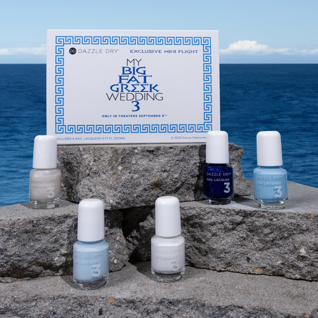 Opa! 💅✨ Grab the EXCLUSIVE MY BIG FAT GREEK WEDDING 3 Mini Flight by Dazzle Dry – a celebration of Greek beauty and charm in every shade. 💙🎬💍 Limited time only!

#DazzleDry #GreekWeddingNails #OpaGlam

SHOP NOW: dazzledry.com/collections/mi…