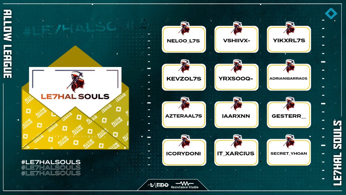 👥ROOSTER G.AMARILLO👥

🟡X Gaming: 5 jugadores
🟣TFT: 11 jugadores
🟠Lost Legions: 9 jugadores
⚫️Le7hal Souls: 12 jugadores
