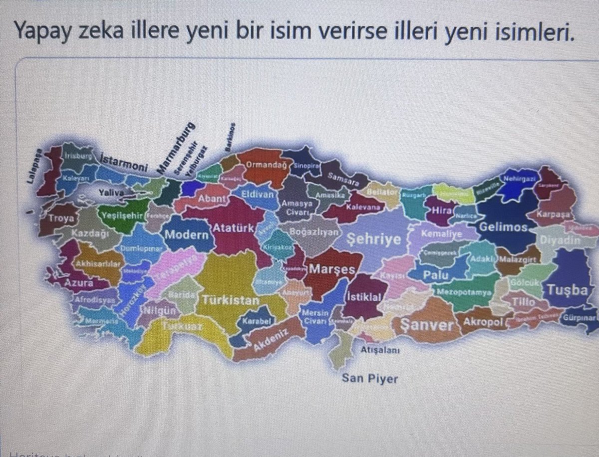 Akhisarlıları tebrik etmek istiyorum yapay zekaya Manisa’nın adını Akhisarlılar olarak değiştirecek kadar farkındalık yaratmışlar #YapayZeka #manisa #türkiye