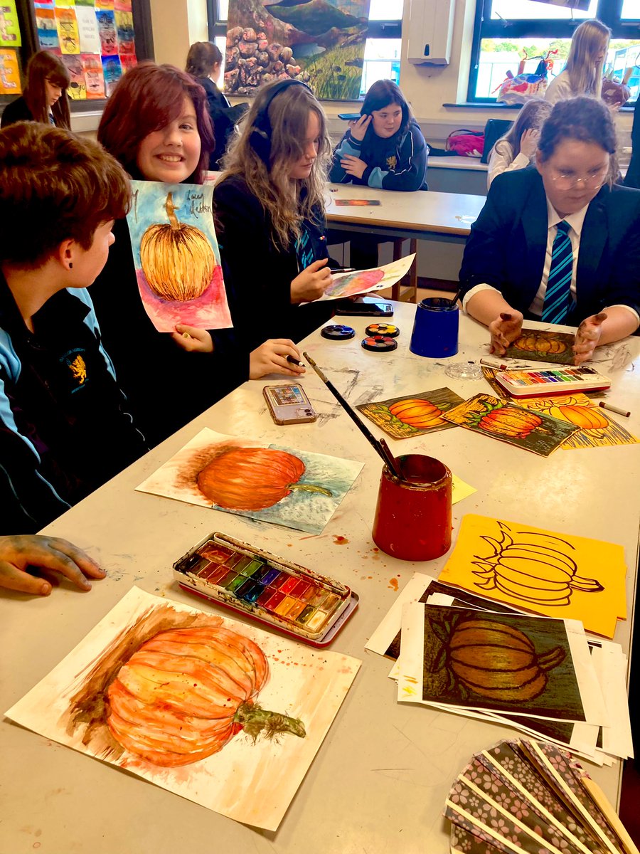 First day back for Art Club, drawing and painting our school garden’s giant pumpkins! A special welcome to all our new year 8 pupils and lovely to see all our returning year 9 and 10 pupils too.