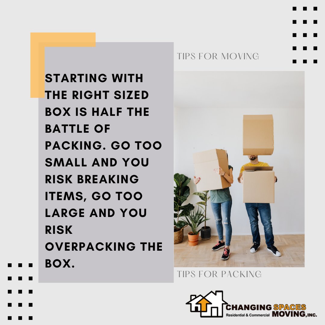 Just like Goldilocks had to tryout all the chairs, beds, and food to find the perfect one, packing and finding the right box can kind of feel like that. The perfect box for your items will make a huge difference! #ThursdayTip #ChangingSpacesMoving