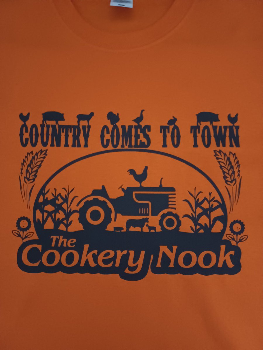 PorteedownPrint's tweet photo. A wee order of t-shirts designed and printed for the Cookery Nook Bakery in Portadown to wear on Saturday for the annual Country Comes to town. If you're in town call in and shown them some support. 😀🐏🐽🚜🍳☕️🍩🍪🥮 https://t.co/aSHH6cLKwC