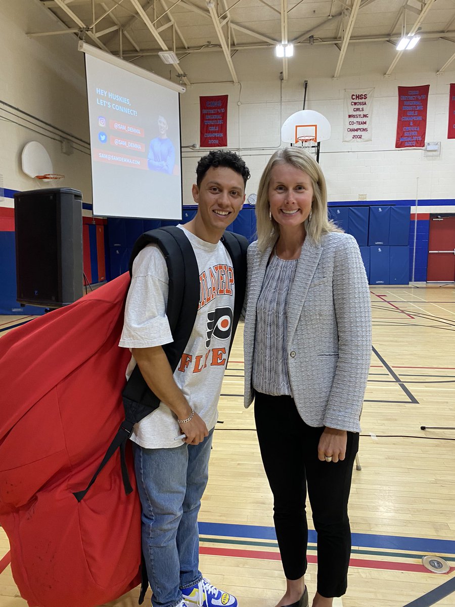 Big day at College Heights - <a href="/Sam_Demma/">Sam Demma</a> was here to share his inspirational message to our Grade 9 students #unpackyourbackpack