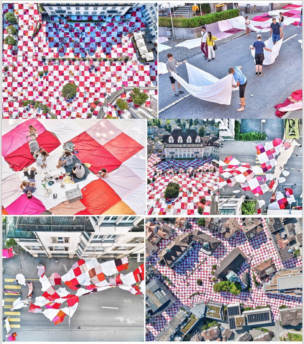 sonderaufgaben's tweet photo. BIGNIK-Tuchflutung in Herisau – Viele Komplizinnen und Komplizen haben am vergangenen Sonntag das vermeintlich Unmögliche möglich gemacht.
#bignik #publicservice #gestaltungsgesellschaft #unüblichesPicknick #tuchmanöver #neuewirklichkeit #wachsendeskunstwerk #konzeptkunst https://t.co/RArlTEH1uf