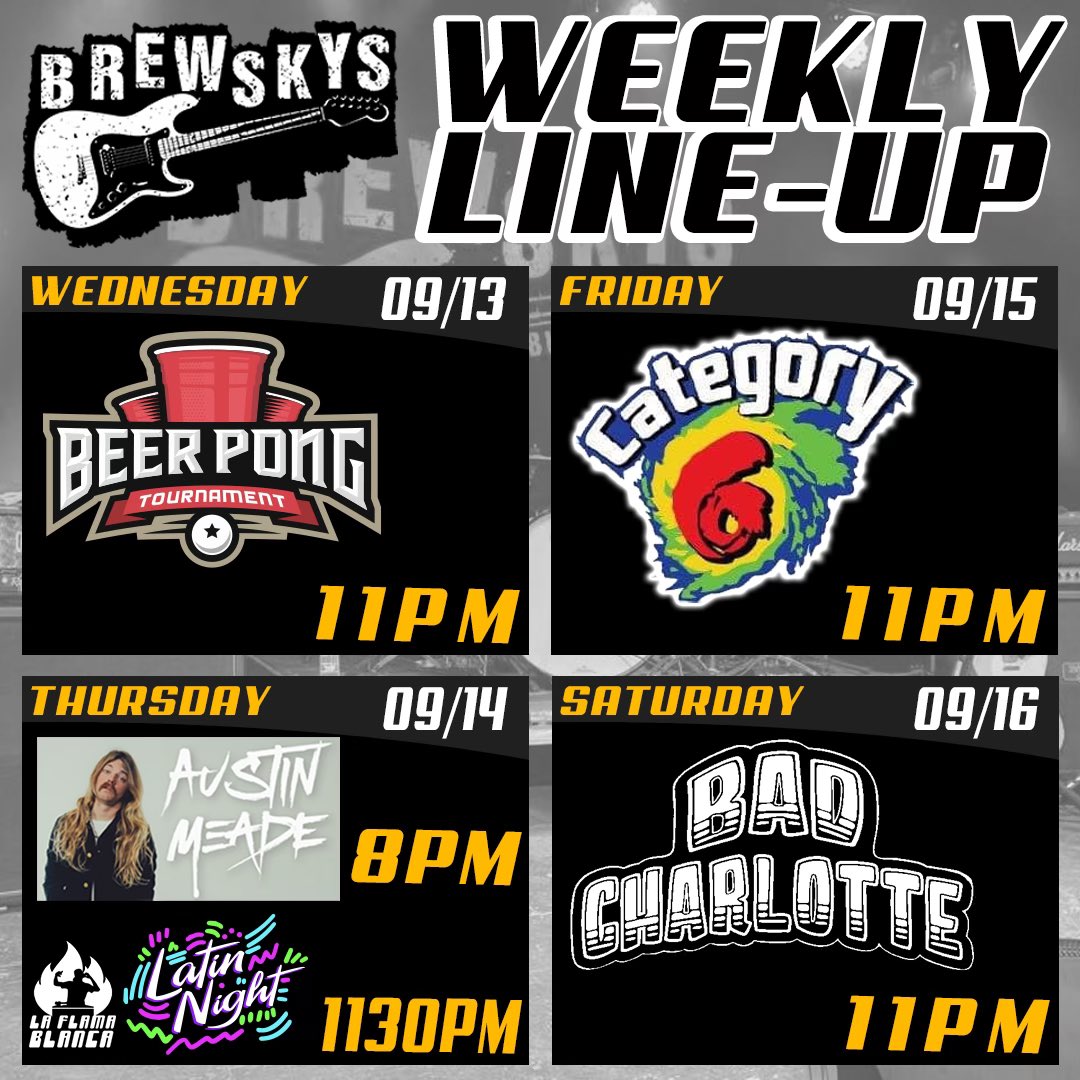 BrewskysHatti's tweet photo. Huge week at Brewksys!!!
Wednesday-Beer Pong with .50 cent wings and $4 beer pitchers with $12 well drink pitchers 
Thursday- We’ve got Austin Mead at 9 o clock with Tyler Flathau and the forgotten few opening up at 8, doors at 7 so get here early!!! https://t.co/6aU1BRVSKl