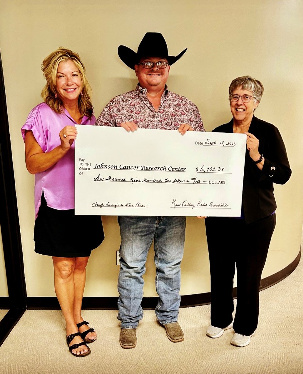 We want to thank the Kaw Valley Rodeo @KawValleyRodeo and everyone who supported the Johnson Cancer Research Center throughout the rodeo.  You are making a difference!  The Cure Starts with US!! #CancerResearch #CancerGrandChallenges