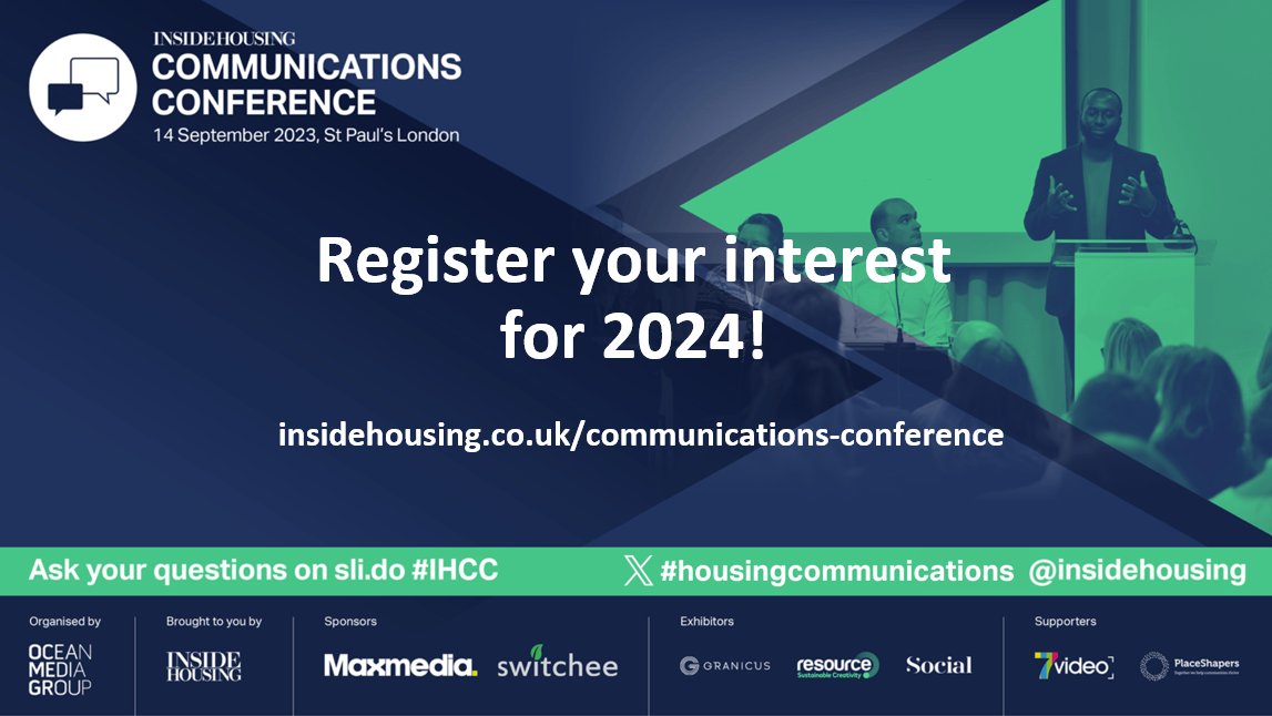 insidehousing's tweet photo. That’s a wrap for the 2023 #housingcommunications! We look forward to seeing everyone and more back next year! Register your interest>> https://t.co/zimymBT5la 
#housingcomms #ukhousing https://t.co/VAd2nprrGu