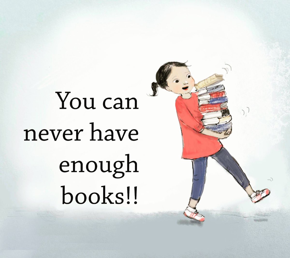 Hoarding books is acceptable, in my opinion. #books #kidlitart #kidlit #illustration #art #artist #asianamericanartist #sketch #drawing #artists #neverenoughbooks #booklover #booklovers #morebooks #doodle #artistsontwitter