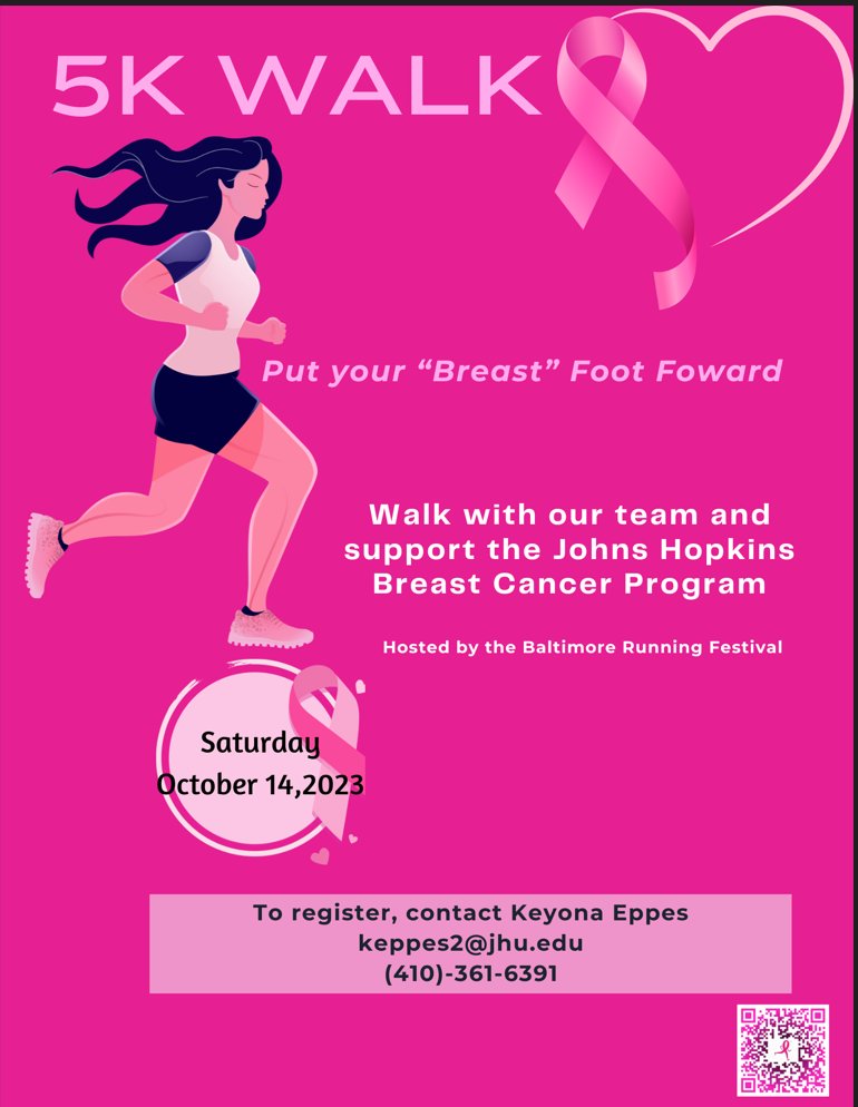 Raymond_Eliz's tweet photo. @hopkinskimmel Breast Program is walking the 5K together in the @baltrunfest. To register please email keppes2@jhu.edu or if you would like to make a gift click here https://t.co/Agk2pwipcB
@fhfitness @UnderArmour @Hopkins_GIM https://t.co/stcoLvHiW6