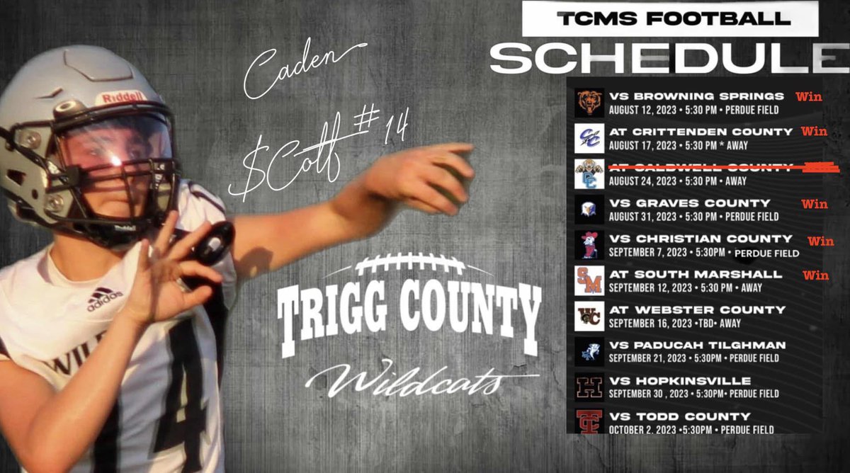 We've decided to publish a MS Spotlight this Saturday morning. We will feature one of the most successful and skilled QB's playing middle school football today. His name is Caden Scott. We call him Ca$h Money!