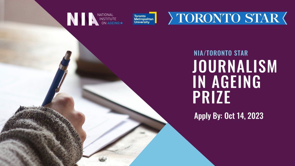 Are you a journalist passionate about healthy ageing and improving opportunities for older adults? Pitch your journalism project for a chance to win a $5,000 prize to produce a journalism in ageing project, published by the <a href="/TorontoStar/">Toronto Star</a>. niageing.ca/journalism-in-…
