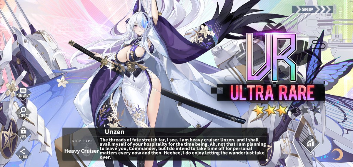 @Melioda38639758 @AzurLane_EN @HaneRu253 I got her in 1st batch then got Owari in 2nd batch and then a second copy of Unzen on 3rd batch
Ive used all the coin and exp books i had saved up and she is now fully limit breaked and in my 2nd fleet