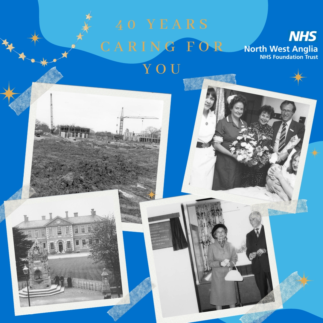 NWAngliaFT's tweet photo. It's 40 years since Hinchingbrooke Hospital opened its doors! 🥳 
We'll share archived pictures to celebrate! 📚📷
Today's photos are the old Huntingdon County Hospital, H.R.H Princess Alice's visit and the first Hinchingbrooke baby in September 1983. https://t.co/TEMY89Gkds