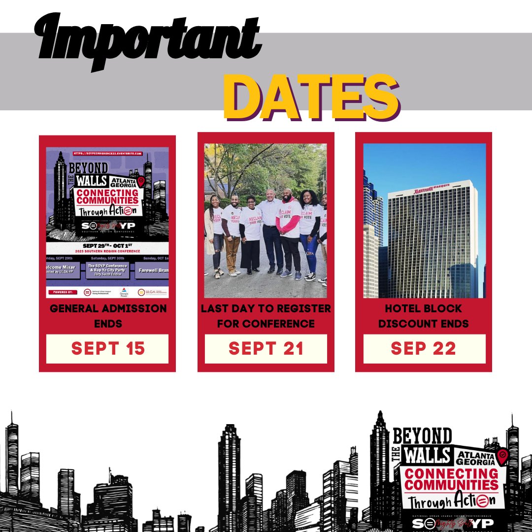 We’re reaching the final approach before #SoYP2023 so here’s your updated mini calendar of important dates.

🚨Be mindful of some changes #NULYP #MightySouth #ATL