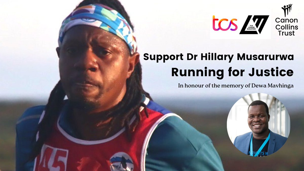 CanonCollins's tweet image. Share in the inspiring journey with Dr @HillaryMusarurw  Musarurwa as he stands tall in support of our fallen comrade, Dewa Mavhinga.  #RunningforJustice #ForDewa All contributions will go to a scholarship in Dewa&apos;s name.

justgiving.com/page/hillary-m…
