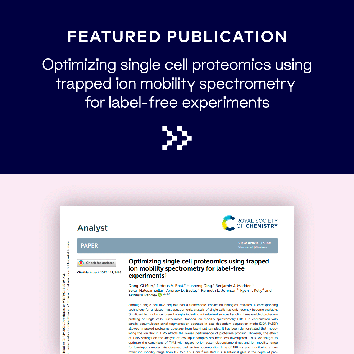 Cellenion's tweet photo. We're proud that our cellenONE single cell isolation and dispensing solution is part of the journey to drive the future of single cell proteomics ๐. Check out the paper here:
๐ https://t.co/lxqgYNYWTg
#scProteomics #technology
@MayoClinic https://t.co/foBhr1190c