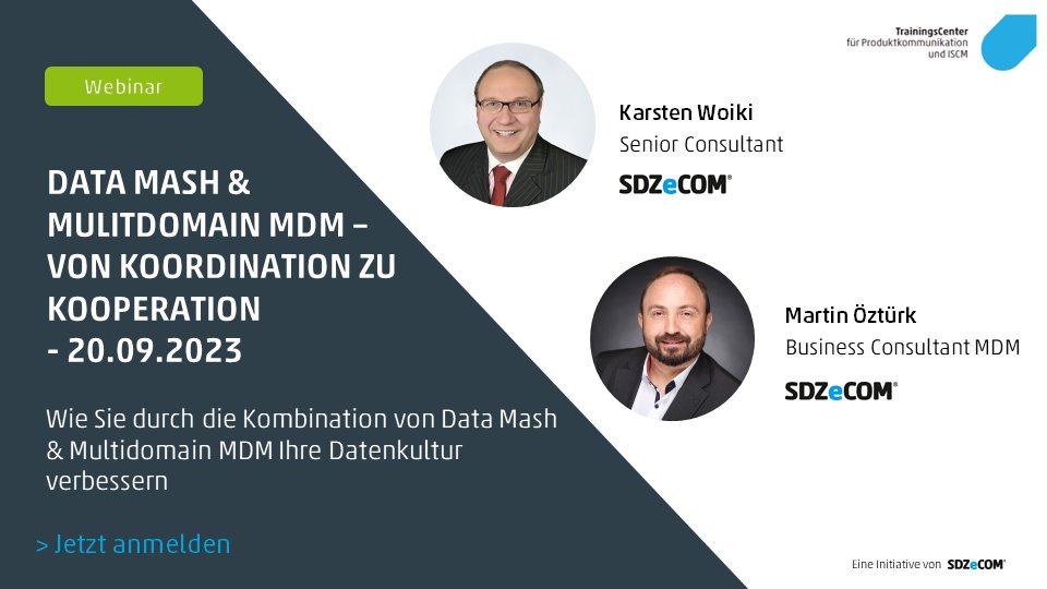 🚀Webinar: #DataMash &amp; #Multidomain MDM für eine bessere #Datenkultur!🚀
  
🗓️Datum: 20. September 
🕒Uhrzeit: 10:00 Uhr

Wir zeigen, wie Sie durch die Kombination von Data Mash &amp; Multidomain MDM Ihre #Datenstrategie auf das nächste Level heben können.
sdzecom.de/schulungen/dat…