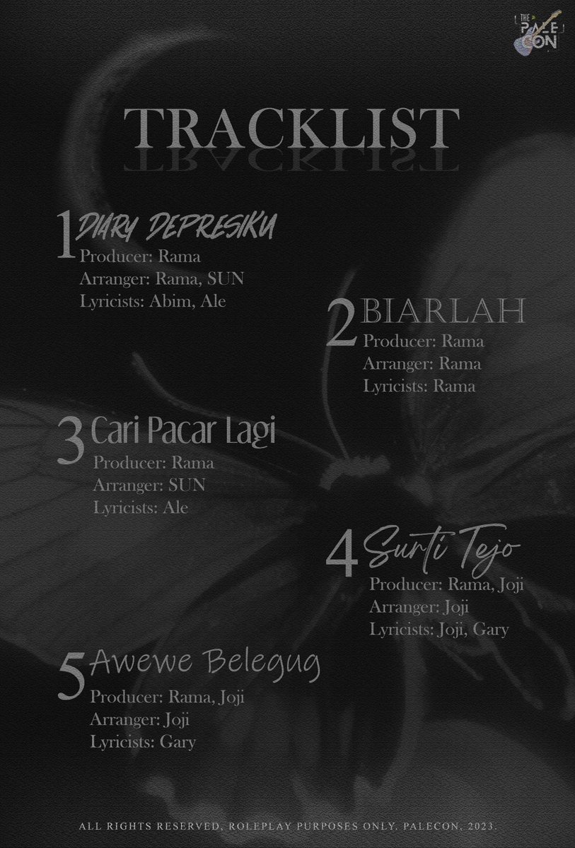 ThePaleCon's tweet photo. ㅤ

️️
⠀⠀⠀⠀⠀━━ 𝐓 𝐑 𝐀 𝐂 𝐊 𝐋 𝐈 𝐒 𝐓
    
⠀⠀⠀⠀⠀𝑷UNCAK 𝑼MUR 𝑷UBER
⠀⠀⠀⠀⠀. . . 𝟏𝐬𝐭 Digital Album

⠀⠀⠀⠀⠀from 𝗧𝙃𝙀 𝗣𝘼𝙇𝙀 𝗖𝙊𝙉
⠀⠀⠀⠀⠀17. ⠀09. ⠀2023 ━

️️
⠀
️️ https://t.co/IkwJKR4lkg