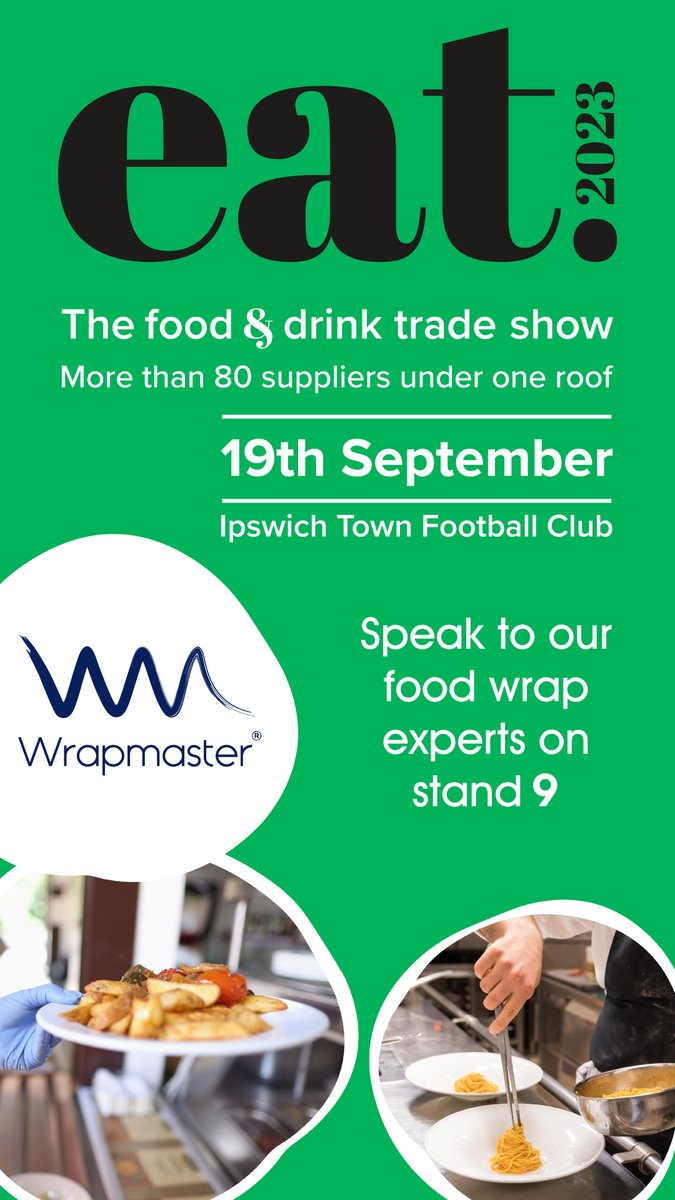 WrapmasterUK's tweet photo. We will be at EAT Trade Show on the 19th September, hosted by @ThomasRidleyFS
Stop by stand #9 to learn more about the Ultimate Chef Wrap System and see how it can make a difference in your kitchen!
See you there!
#Wrapmaster #ThomasRidley https://t.co/n0cFvSXMMr