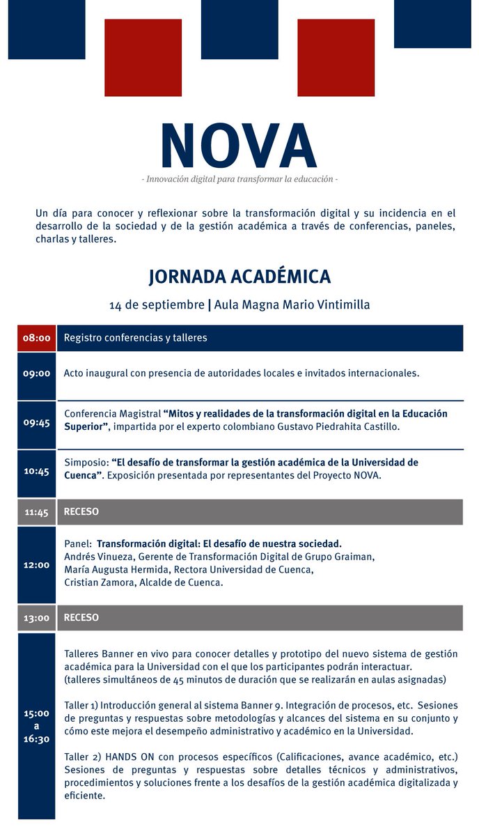 Desde la <a href="/udecuenca/">UCuenca</a> hoy se reflexiona sobre #TransformaciónDigital y su incidencia en la sociedad con una agenda de lujo. La industria, el sector público y la academia estarán en un panel revisando experiencias y proyectos ante este desafío inminente