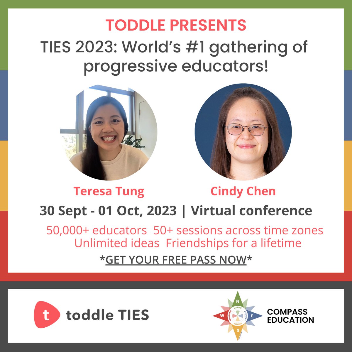 Compass Facilitators <a href="/CindyHYChen/">CindyChen</a> &amp; <a href="/teresattung/">Teresa Tung</a> at #TIES2023: World’s #1 gathering of progressive educators! 
Join 50,000+ educators from around the world for 50+ sessions: 30 Sept - 01 Oct, 2023 | Virtual conference
Free pass toddleapp.com/ties
<a href="/toddle_edu/">Toddle</a>