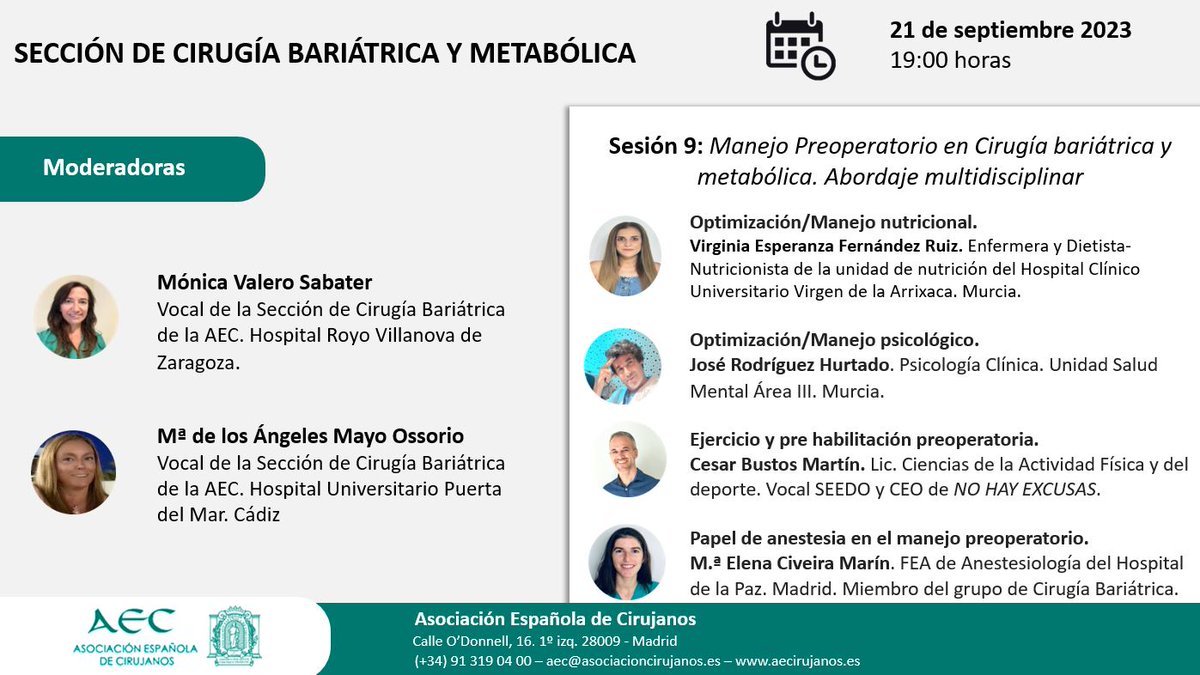 aecirujanos's tweet photo. Save the date! 🖋️🗓️👩‍💻la @aec_obesidad os prepara un webinar muy jugoso🙌 que seguro os interesa 🔝
➡️Nos acompañas❓
@aecformacion

https://t.co/YeZJSyIbEM https://t.co/9Zokr3snjg