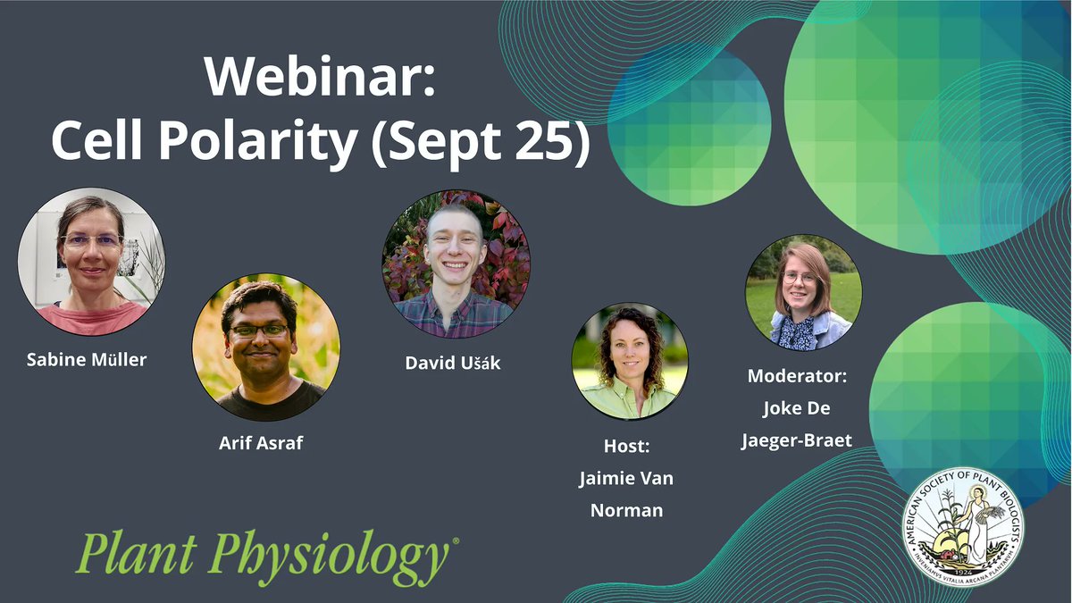 PlantPhys's tweet photo. Join us September 25 for a Plant Physiology focus on Plant Cell Polarity, featuring speakers Sabine Müller, Arif Ashraf, and David Ušák, hosted by Jaimie Van Norman and moderated by Joke De Jaeger-Braet.
https://t.co/cKBLUQXzZT https://t.co/qYsJxxKBGb