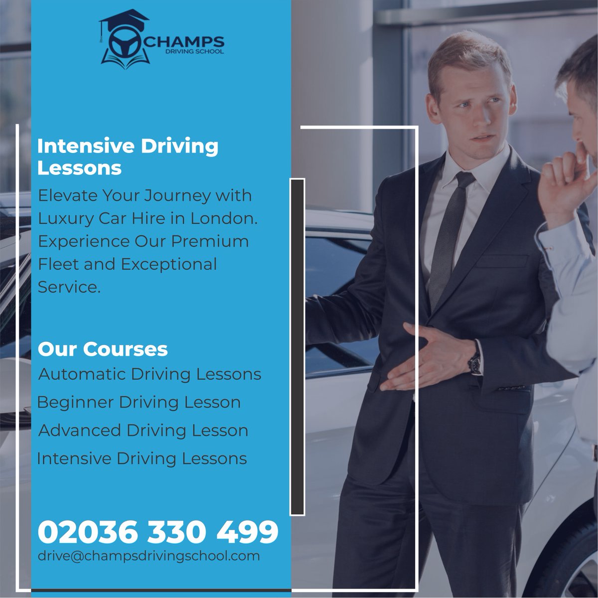 ChampDriving's tweet image. Champ Driving School offers intensive driving lessons across the United Kingdom. Fast-track your path to becoming a confident and skilled driver.

champsdrivingschool.com
#IntensiveDriving
#DrivingSchool
#FastTrackDriving
#LearnToDrive
#IntensiveCourse