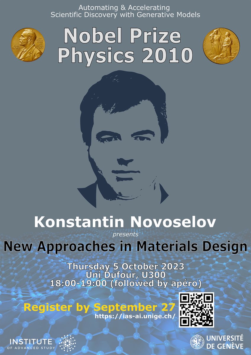 Section of Mathematics | UNIGE (@maths_unige) on Twitter photo Special guest lecture by K. Novoselov as part of the first series of workshops organized by <a href="/unige_en/">UNIGE_en</a>'s <a href="/Maths_UNIGE/">Section of Mathematics | UNIGE</a>, <a href="/Physics_UNIGE/">Section de physique | UNIGE</a>, & Computer Science.
This year, the spotlight is on Automating & Accelerating Scientific Discovery with Generative Models.
ias-ai.unige.ch Special guest lecture by K. Novoselov as part of the first series of workshops organized by <a href="/unige_en/">UNIGE_en</a>'s <a href="/Maths_UNIGE/">Section of Mathematics | UNIGE</a>, <a href="/Physics_UNIGE/">Section de physique | UNIGE</a>, & Computer Science.
This year, the spotlight is on Automating & Accelerating Scientific Discovery with Generative Models.
ias-ai.unige.ch