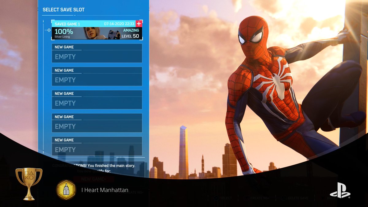 XNight_Fury's tweet photo. Platinum 145
Apparently the actual platinum screenshot is missing... but it would have looked like this 😅 #autopop
 #MarvelsSpiderManRemastered #PS5 https://t.co/BcuAdVqU4U