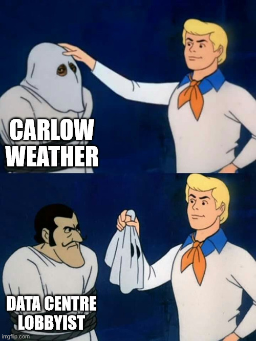 More power to the data centre guy for leveraging his weather posts into a national platform to oppose climate action, but media orgs that invite him to talk about how reducing emissions won't save us from the impacts of climate change should point out his conflict of interest.
