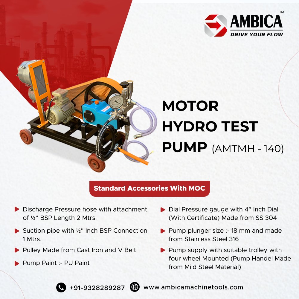 ambicamachine's tweet photo. Power meets precision with Ambica Machine Tool's #HydroTestPumps Trust us for top-notch performance and unmatched reliability in hydraulic testing.

📞 91-9328289287
🌐    https://t.co/Lj086edr77

#HydroTestPumpManufacturer #HydrostaticTestPump #AmbicaMachineTools https://t.co/oBNhNmTfHr
