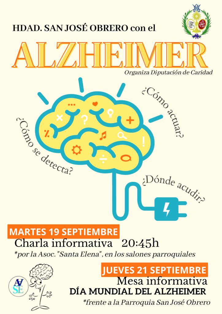 Preguntas que todos deberíamos saber responder.

Conocer el #Alzheimer y sus síntomas para saber afrontar mejor esta enfermedad.

Interesantísima Charla en nuestra Parroquia el próximo MARTES 19 DE SEPTIEMBRE.

Organiza: Diputación de Caridad de <a href="/HermandadSJO/">Hermandad de San José Obrero</a> 

<a href="/ConFEAFA/">Confederación Andaluza de Alzheimer</a>