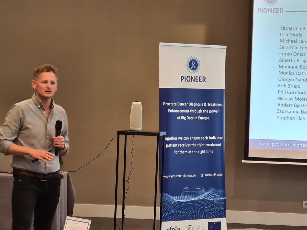 The scientific reports have started at #ProstatePIONEER_GA23 ⭐ 
Steven MacLennan presents our achievements in: integrating #CoreOutcomeSets, assessing #PatientRepotedOutcomeMeasures, and #DiagnosticPrognosticFactors, developing a DPFs Online Search Tool for #ProstateCancer..👏