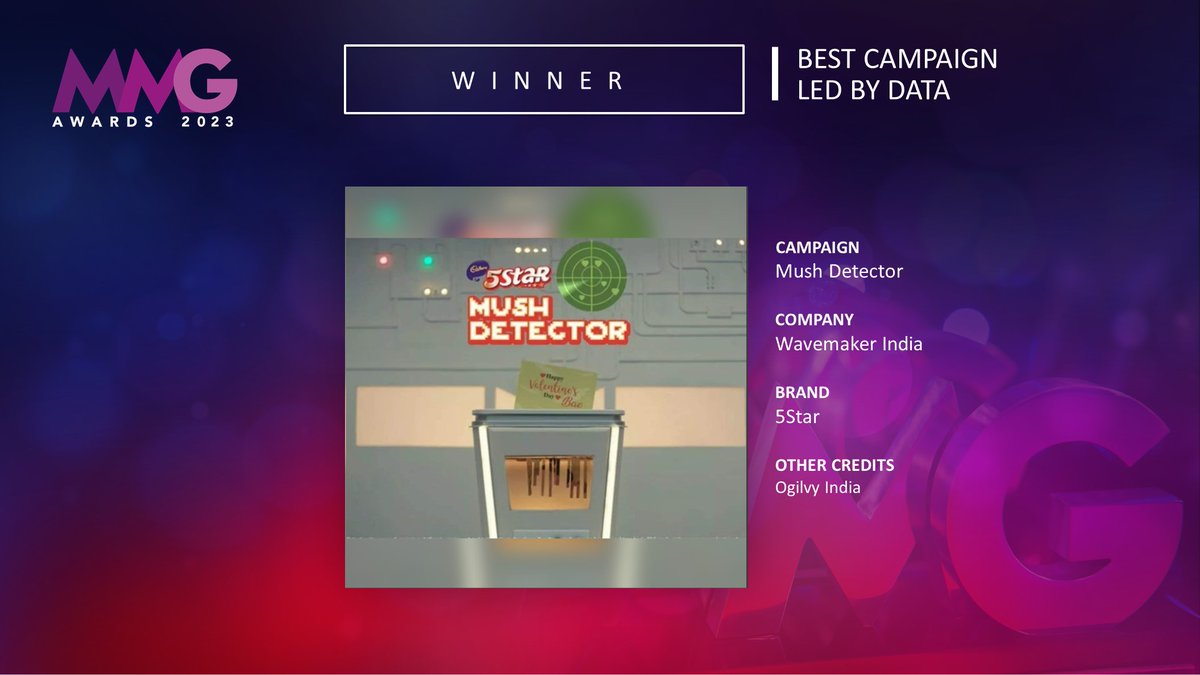 The winner of the Best Campaign Led by Data category is Mush Detector by @WavemakerIndia #MMG23