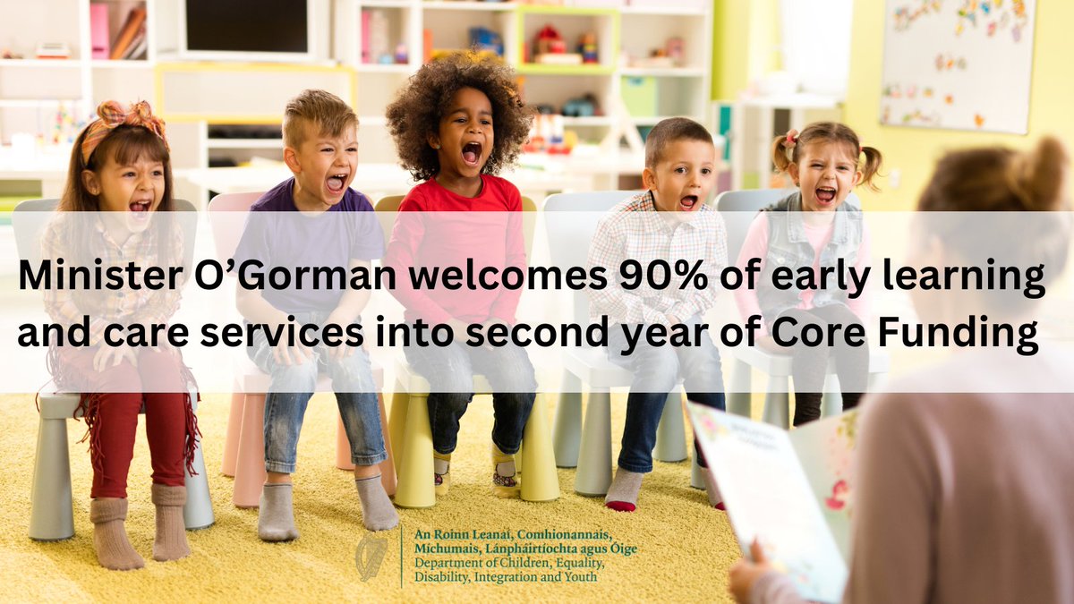 Minister <a href="/rodericogorman/">Roderic O’Gorman TD</a> today announced that over 4,000 services have applied for a second year of Core Funding, committing to working in partnership with the State for the public good, and to a fee freeze on parental fees.
Read the full press release at: bit.ly/44NkMap