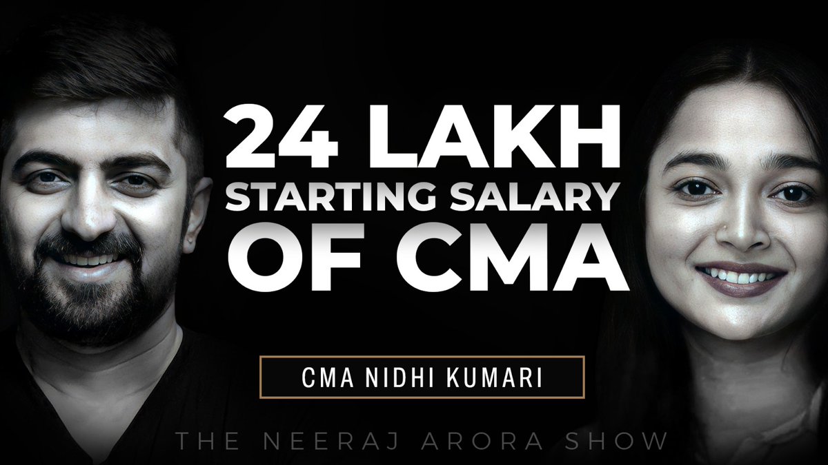 neerajarora91's tweet photo. 24 Lakh Starting Salary of CMA | CA vs. CMA Campus Placement | Ft. Nidhi Kumari & Neeraj Arora

Here’s the most awaited episode, solely dedicated to CMA. Episode 39 of “The Neeraj Arora Show” features CMA Nidhi Kumari. Nidhi is a Cost Management Accountant (CMA) and is currently working at Indian Oil Corporation Ltd.

In this podcast, she has shared her points of distinction between CMA & CA. Moving on, she has also explained about CMA in depth. Sharing her experiences, she has also shared some insights about IOCL and some hacks to crack IOCL interviews. This enchanting conversation between CMA Nidhi and Neeraj Sir concludes with a very message for all the CMA students.

Watch the Full Podcast Now: https://t.co/RAm7C0SVdR