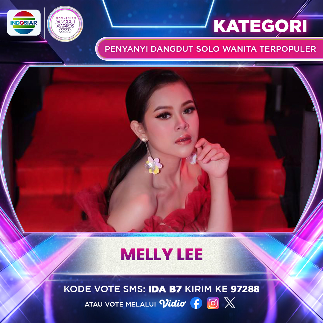 Indosiar's tweet image. Like postingan ini untuk dukung #MellyLee di kategori PENYANYI DANGDUT SOLO WANITA TERPOPULER di #IndonesianDangdutAwards2023! Geser untuk cek syarat &amp;amp; ketentuan, ya!
.
. #IndonesianDangdutAwards2023Indosiar
#IDA2023
#IDAIndosiar