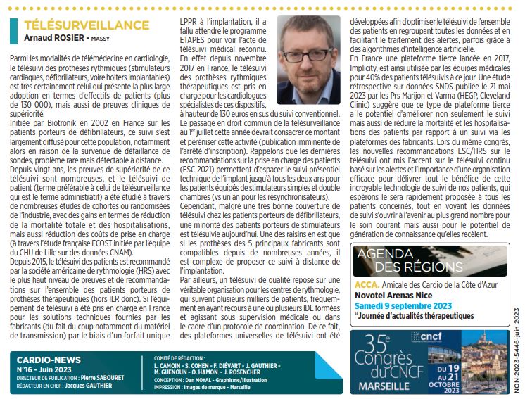 Découvrez l'article d'<a href="/ArnaudRosierMD/">Arnaud Rosier MD</a> (co-fondateur de la société Implicity), publié dans le numéro spécial "#Télémédecine" de la revue "CardioNews" du CNCF : lnkd.in/eDXZTyHS

#télésoin #télésurveillancemédicale #télésuivi #cardiaque #cardiologie #esanté #cardiologue