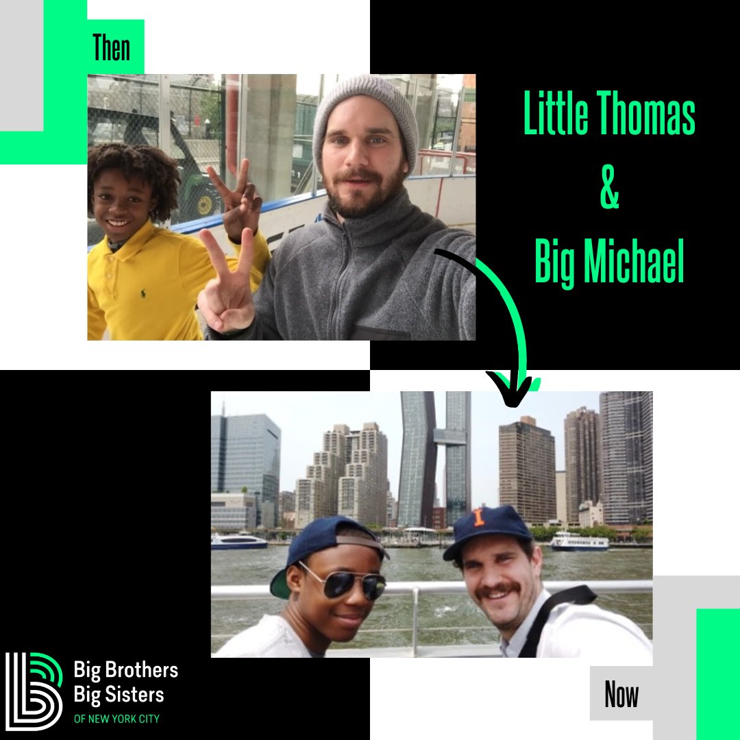 Now and then: Little Thomas and Big Michael have been matched for 7 years and recently celebrated Thomas' high school graduation! Michael is excited to continue to mentoring Thomas as he begins at Dartmouth University! 

#bbbs #bbbsnyc #bigbrothersbigsisters #nycmentorship