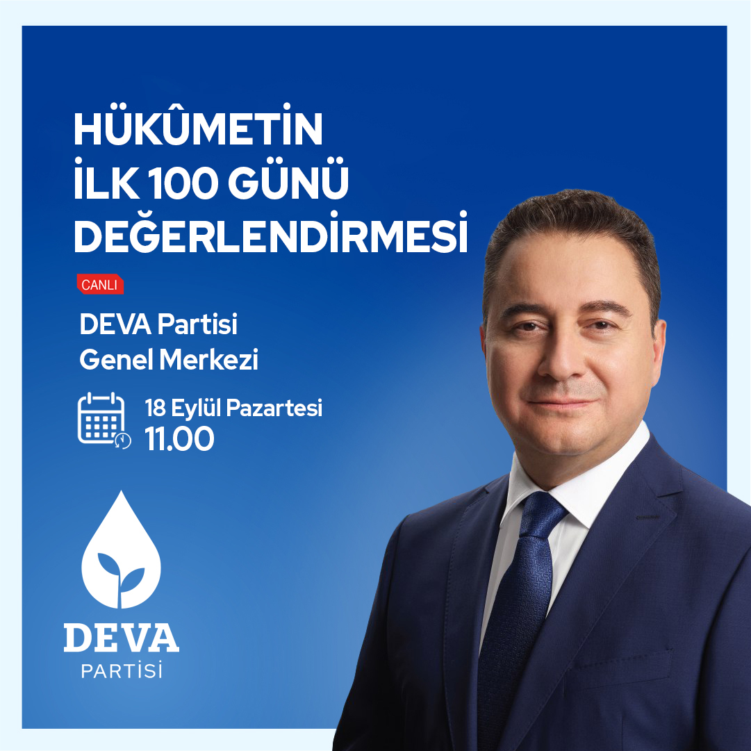 18 Eylül Pazartesi günü saat 11.00’de genel merkezimizde hükûmetin ilk 100 gününü değerlendireceğim bir basın açıklaması yapacağım.

Açıklamalarımı sosyal medya hesaplarımdan takip edebilirsiniz.

🗓️ 18 Eylül Pazartesi
🕚 11.00