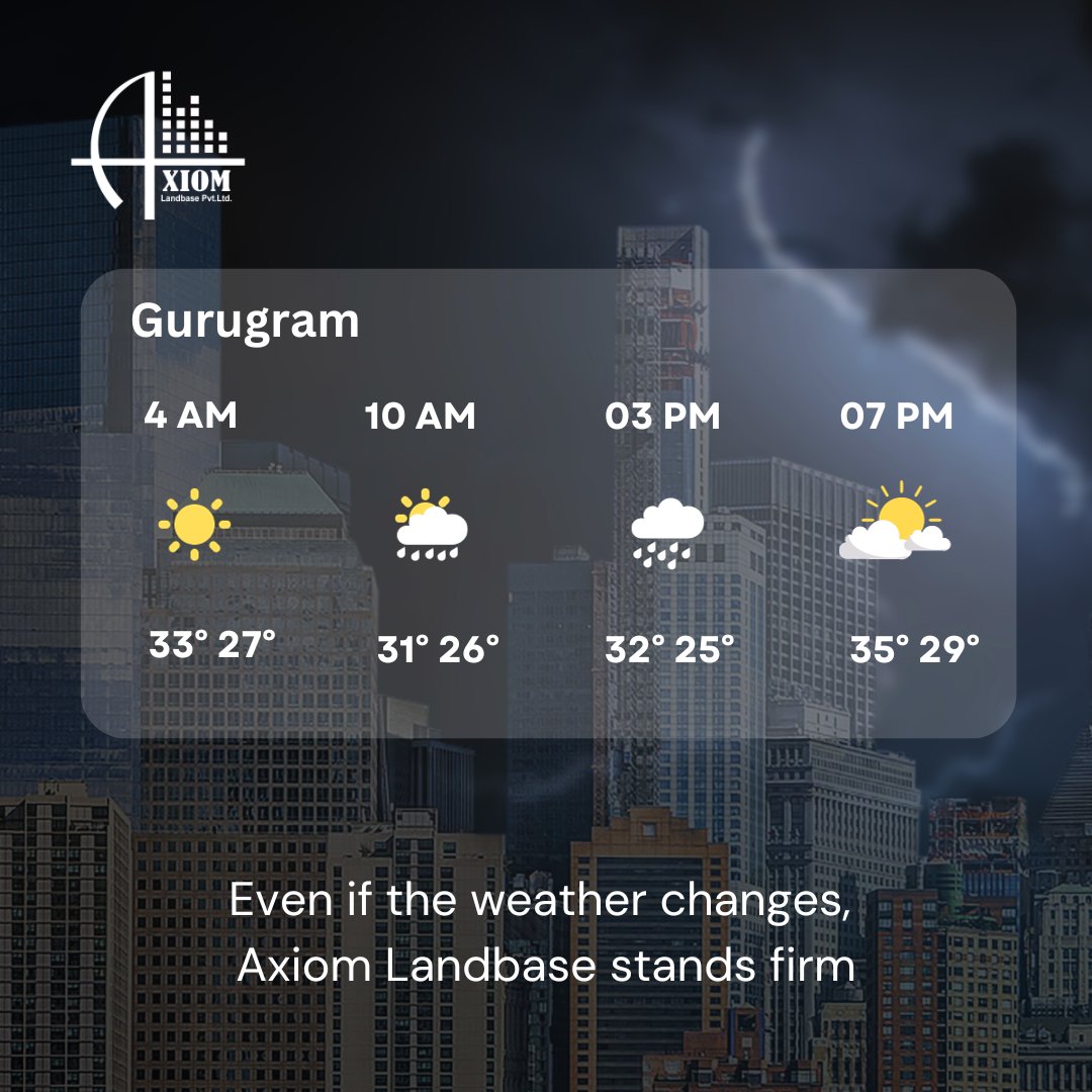 AxiomLandbasePL's tweet photo. Everything may change, but the trust and expertise of Axiom Landbase remain unwavering.
#weather #weatherforcast #delhiweather #gurgaonweather #realestate #propertyingurgaon https://t.co/wrP8TT9tFl