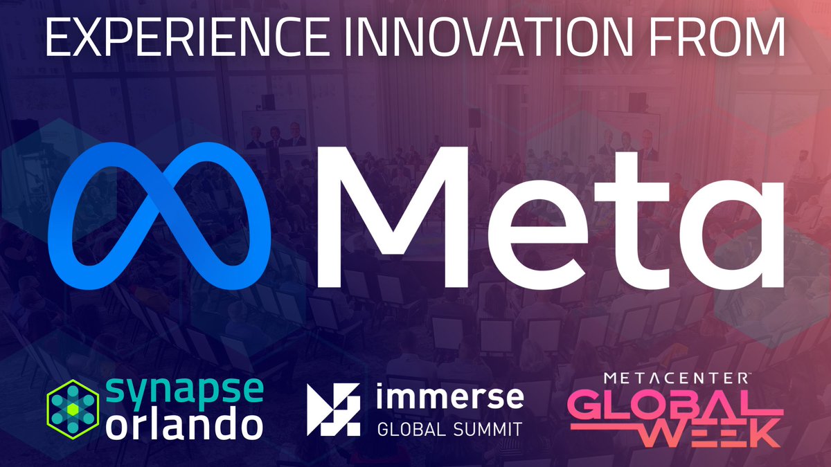 SynapseFL's tweet photo. Of course @Meta will be at @the_metacenter Global Week! 🙌

The minds behind #Facebook, #Instagram, #Messenger, #Threads, #WhatsApp &amp; #MetaQuest will be at #Orlando's biggest #innovation party! #SynapseOrlando #InnovationLivesHere @ImmerseSummit
 
🎟️ https://t.co/RloUvV8A8Q https://t.co/Dk3FPE7rSU