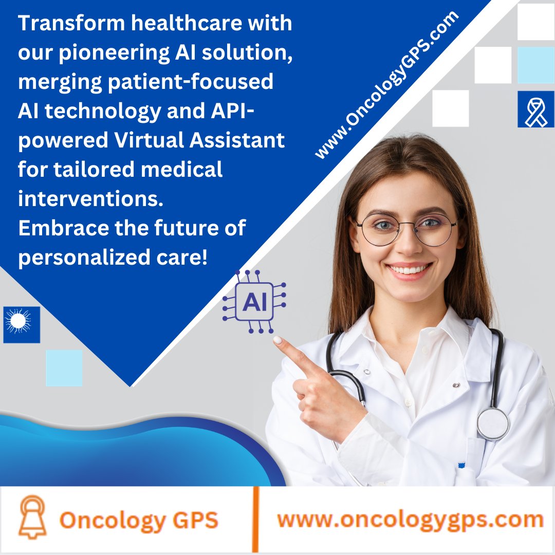 oncologygps's tweet photo. Transform healthcare with our pioneering AI solution, merging patient-focused AI technology and API-powered Virtual Assistant for tailored medical interventions. Embrace the future of personalized care! Join Now:- https://t.co/s4U5JI1IDr
#AIinOncology #AI #cancer #aiforcancer https://t.co/Cdku613FNZ