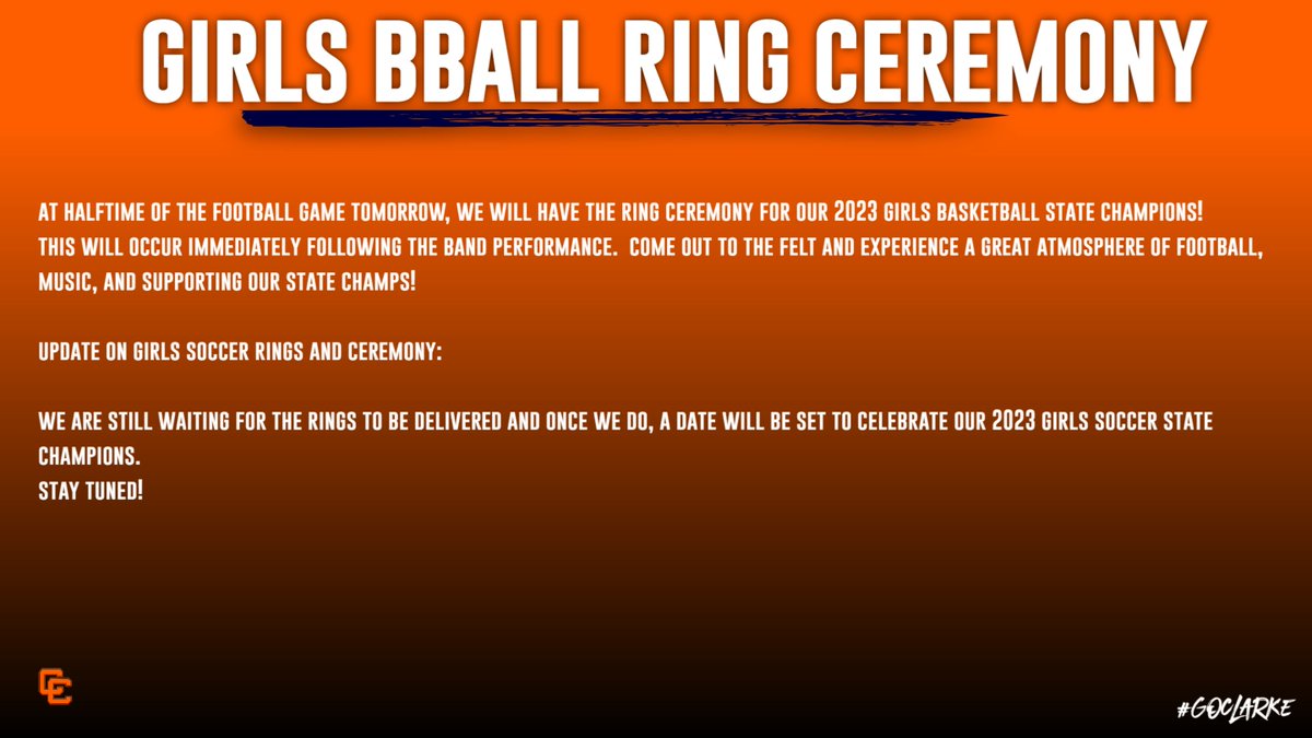 Special Announcement from the Athletic Department for both our 2023 Girls Basketball and 2023 Girls Soccer State Championship teams!
