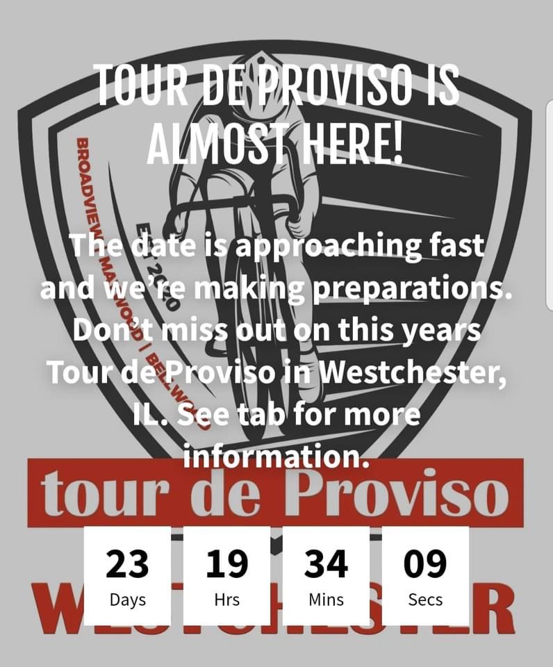 BestofPT501c3's tweet photo. Twenty three days away from the 4th annual "Tour de Proviso" bicycle ride in the Village of Westchester (this year's hosting village). Deadline to register for the 2023 Tour de Proviso (Westchester) is September 22, 2023. 

Link to register 

https://t.co/huM2tTRWDJ https://t.co/2boR1pCh4C